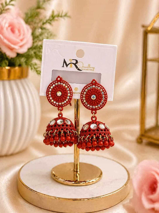 Crimson Round Jhumka