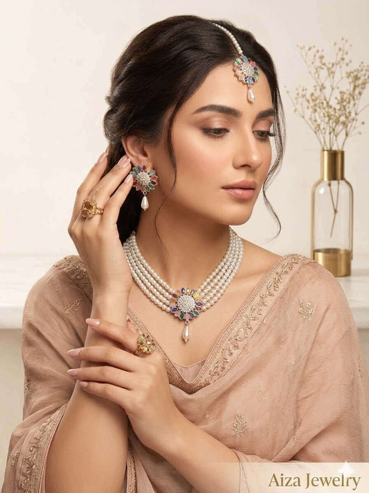 Royal Pearl Floral Jewelry Set