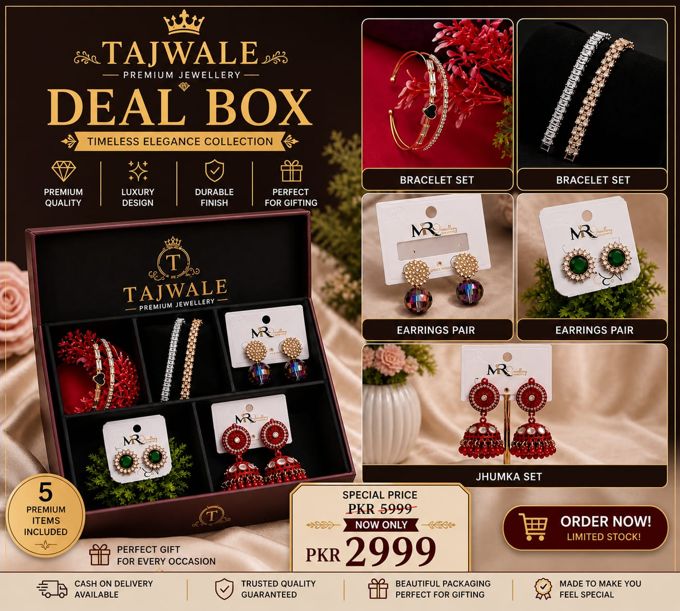 Tajwale Premium Jewellery Deal Box – Timeless Elegance Collection (5-in-1 Set)
