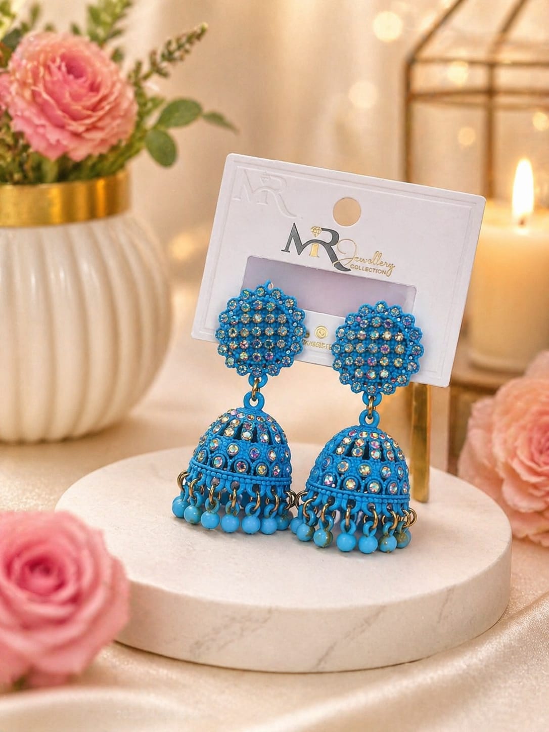 Blue stud jhumka