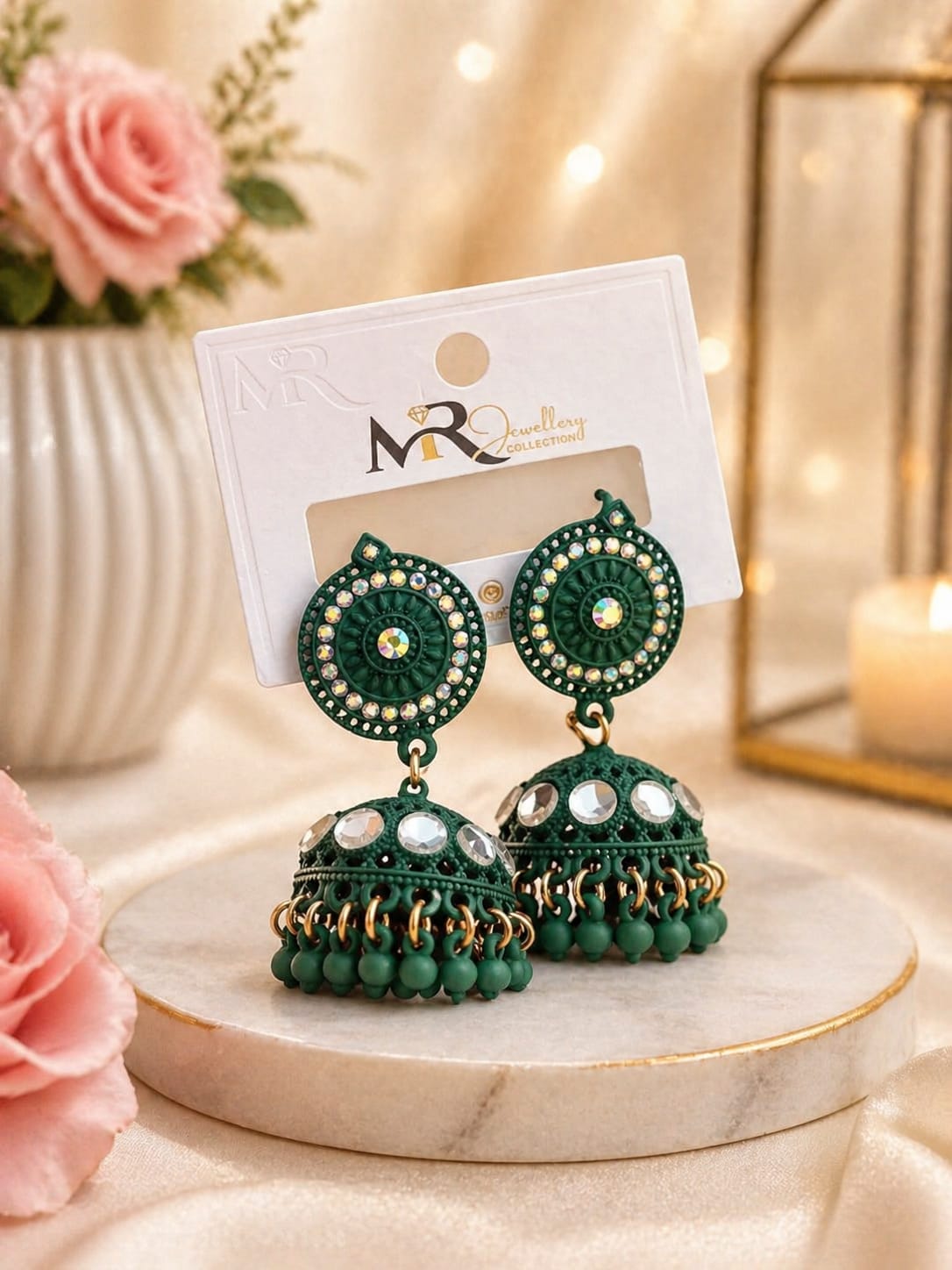 Crimson Round Jhumka