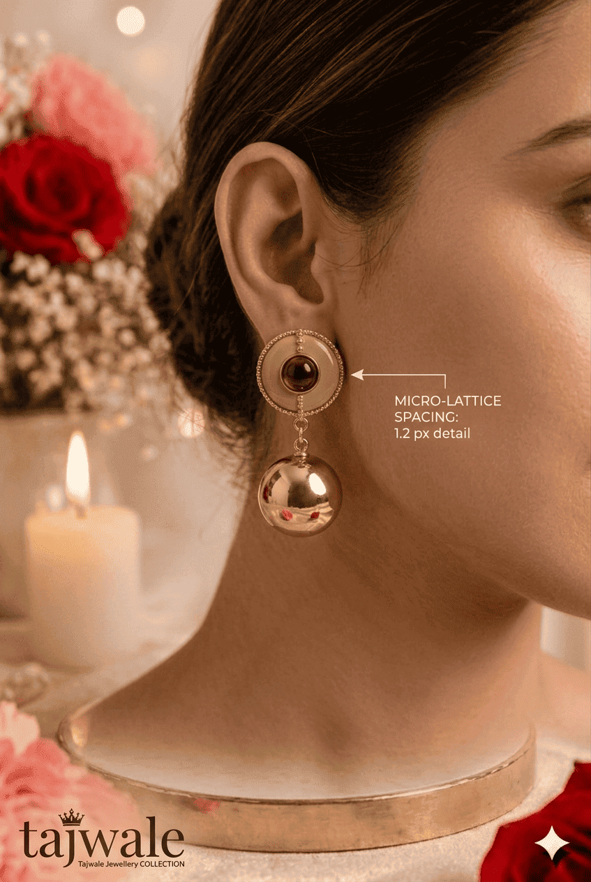 Olive Gold Ball Danglers