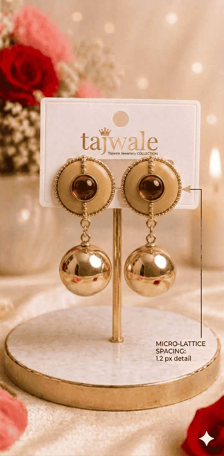 Olive Gold Ball Danglers