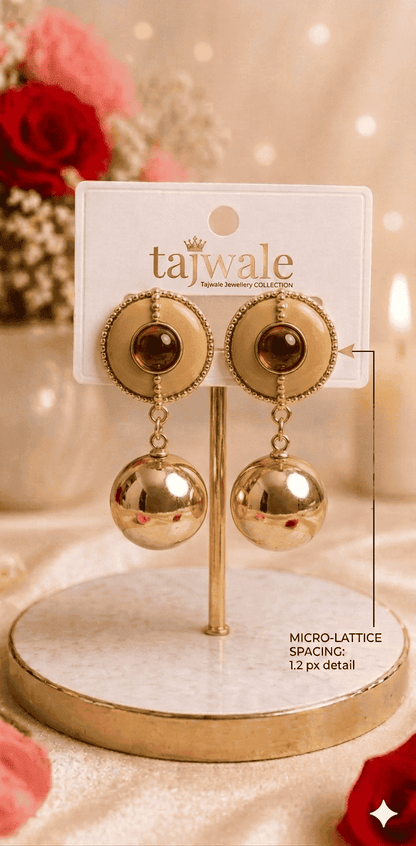 Olive Gold Ball Danglers