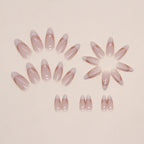 N-109 - Fancy Pink  - Press On Nail Set Of 24 - Free 24 Pcs Sticker Sheet Included