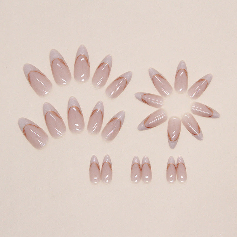 N-109 - Fancy Pink  - Press On Nail Set Of 24 - Free 24 Pcs Sticker Sheet Included