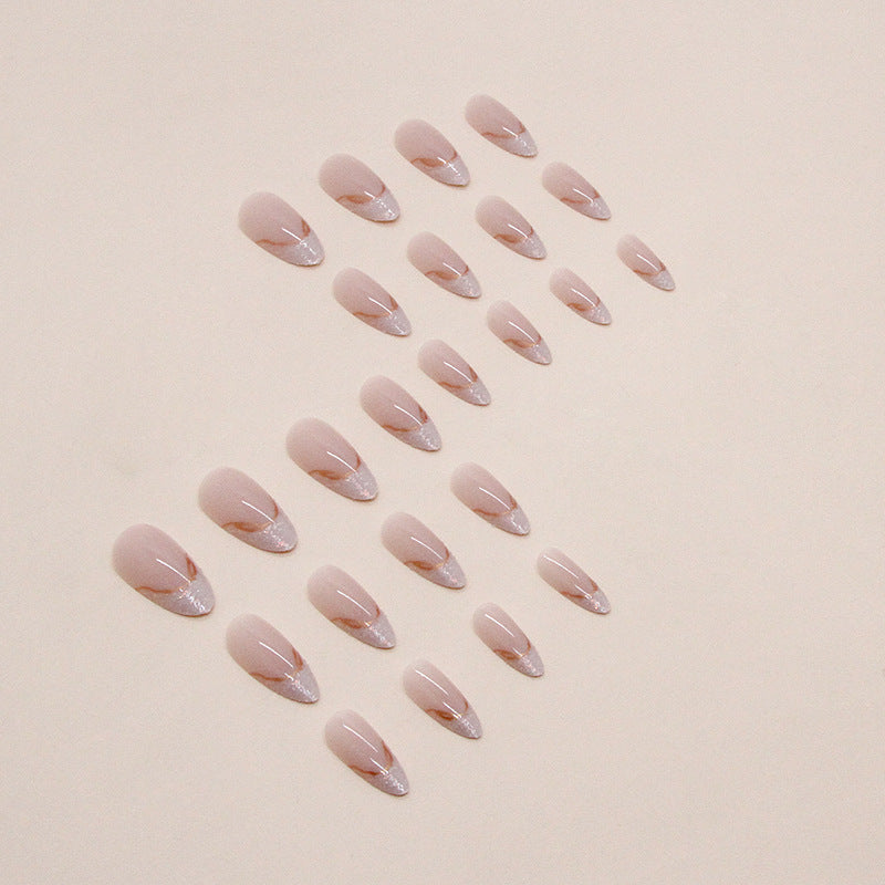 N-109 - Fancy Pink  - Press On Nail Set Of 24 - Free 24 Pcs Sticker Sheet Included