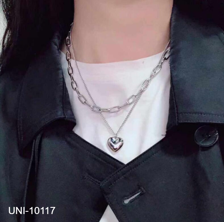 UNI-10117 - Double Layer Heart Gold  - Necklace