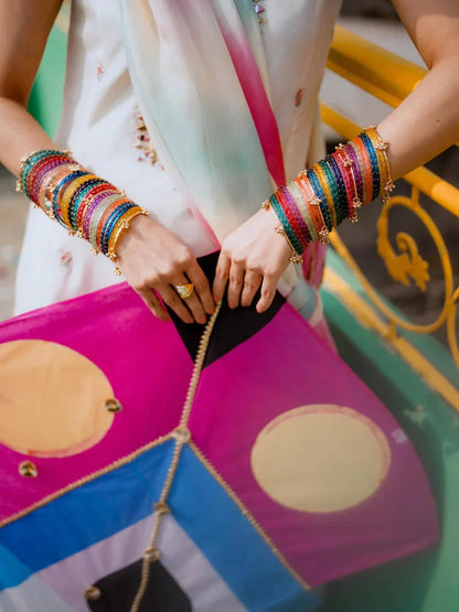 Multi Indian Original Viral Kashmiri Bangles 4 Ghunghru Kara 12 Bangles