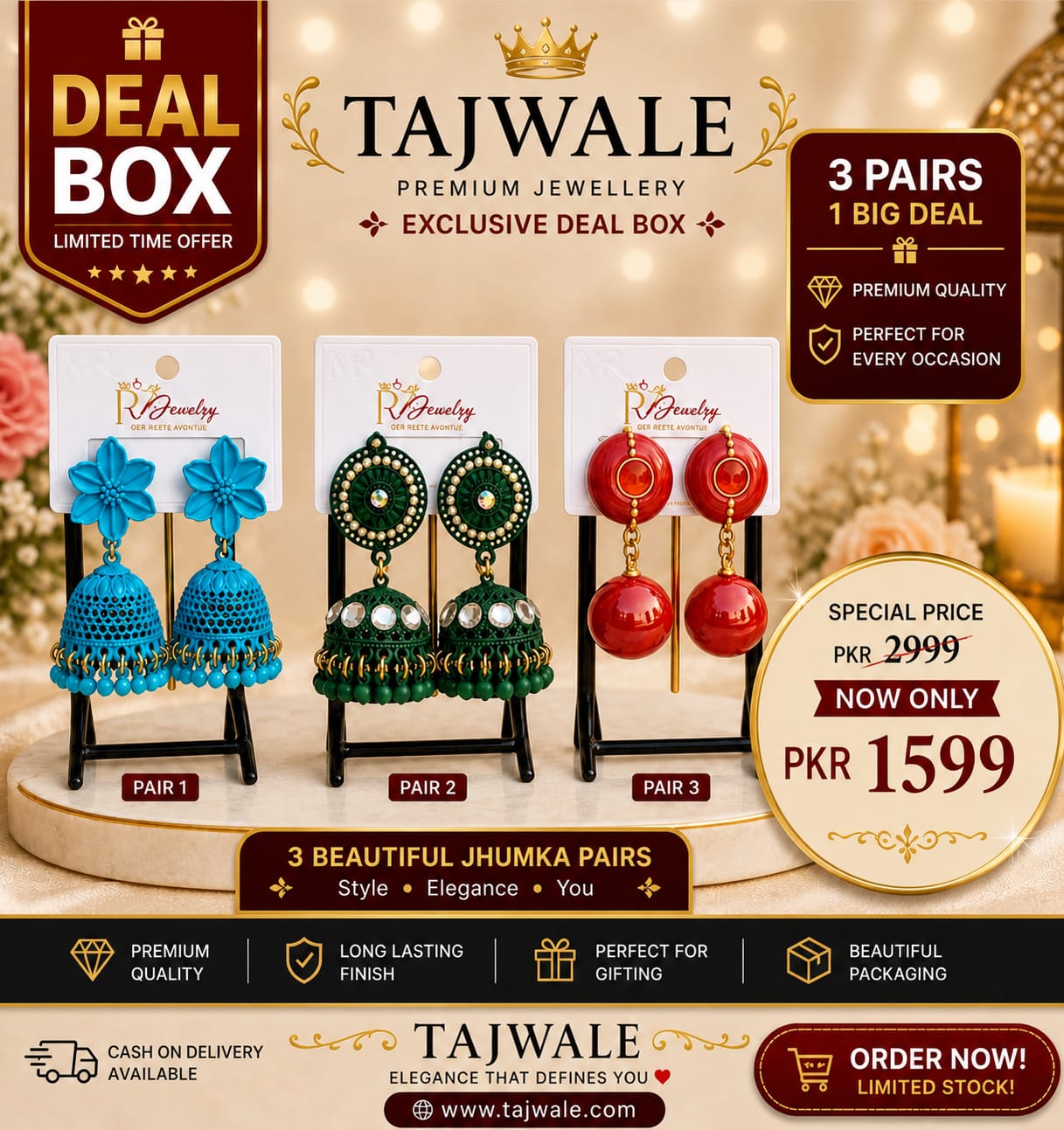 Tajwale Premium Jhumka Deal Box