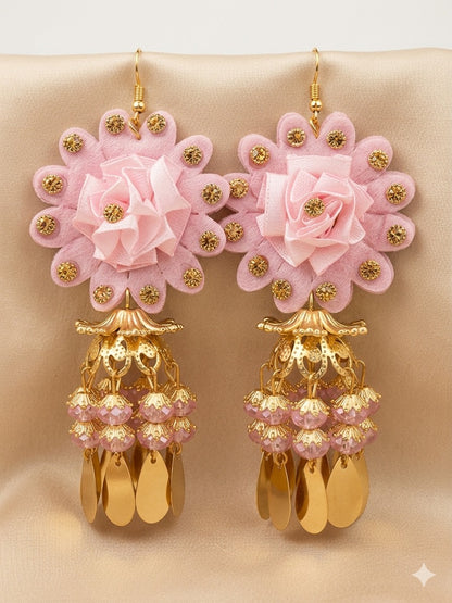 Rose Velvet Jhumka Earrings