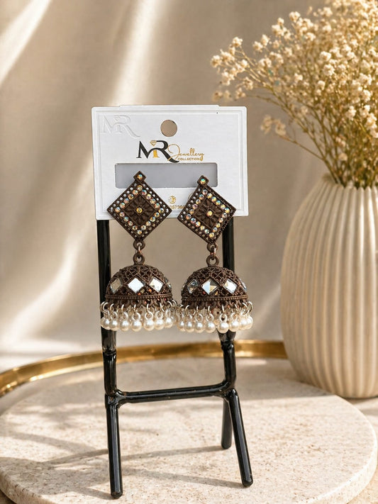 Antique Mirror Jhumka